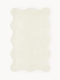 Alfombra artesanal de viscosa con borde ondulado Wavy