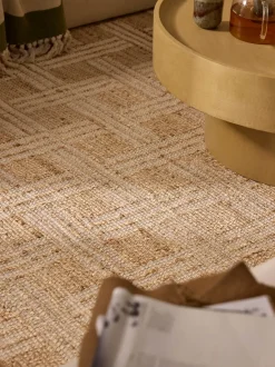 Alfombra artesanal de yute con flecos Almir