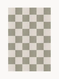 Alfombra artesanal de yute de pelo corto Chess Flatweave