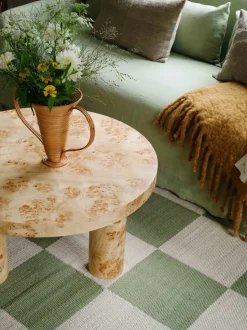 Alfombra artesanal de yute de pelo corto Chess Flatweave