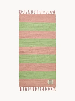 Alfombra corredor artesanal de pelo corto con borlas Chindi, tamaños diferentes