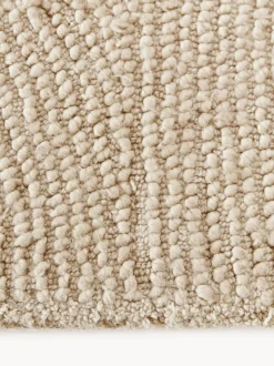 Alfombra de lana redonda artesanal de pelo corto Eleni