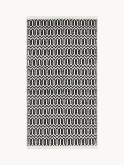 Alfombra exterior artesanal con estampado geométrico Rune