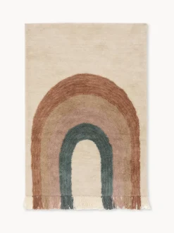 Alfombra infantil artesanal de lana con flecos Rainbow