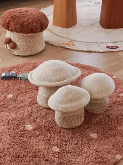 Alfombra infantil redonda artesanal con efecto alto-bajo Dot, lavable