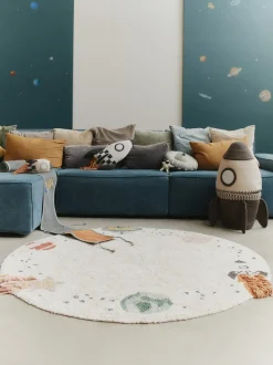 Alfombra infantil redonda lavable Interstellar Journey