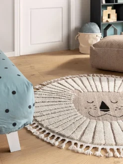 Alfombra infantil redonda texturizada con borlas Momo