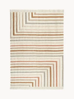 Alfombra kilim artesanal con flecos Calais