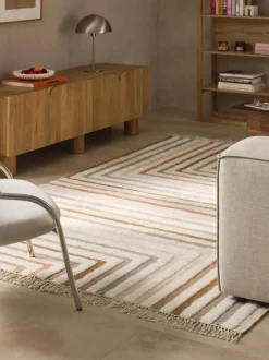Alfombra kilim artesanal con flecos Calais