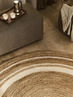 Alfombra redonda artesanal de yute Clover