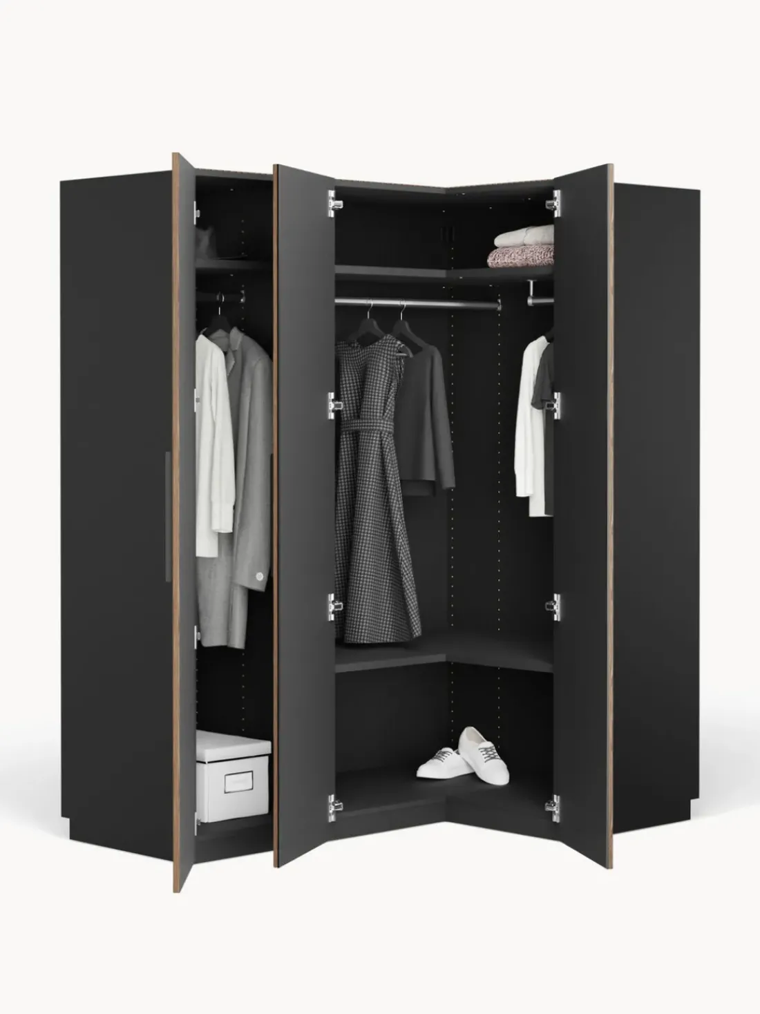 Armario esquinero modular Simone, 3 puertas (165 cm), variantes diferentes