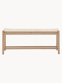 Banco artesanal de madera de roble y mimbre Eton