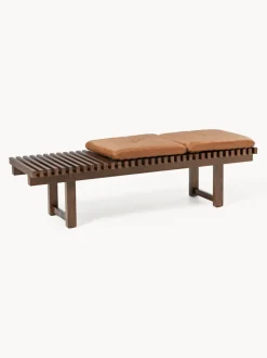 Banco de madera de fresno con asiento de cuero Sora