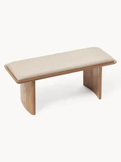 Banco de madera de roble con cojín de asiento Chandler
