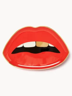 Bandeja decorativa de porcelana con oro Lips