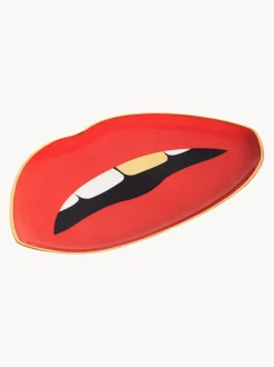 Bandeja decorativa de porcelana con oro Lips