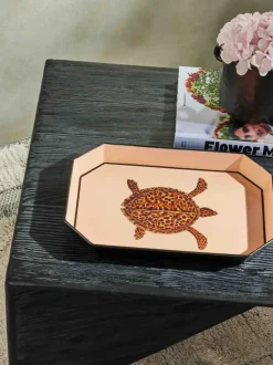 Bandeja decorativa pintada a mano con motivo de tortuga Fauna
