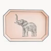 Bandeja decorativa pintada a mano con motivo de elefante Fauna