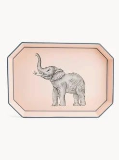 Bandeja decorativa pintada a mano con motivo de elefante Fauna
