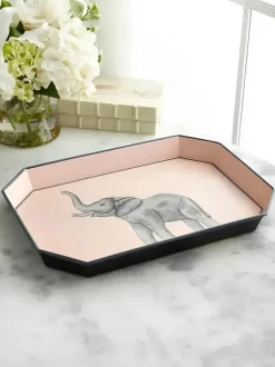 Bandeja decorativa pintada a mano con motivo de elefante Fauna