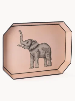 Bandeja decorativa pintada a mano con motivo de elefante Fauna