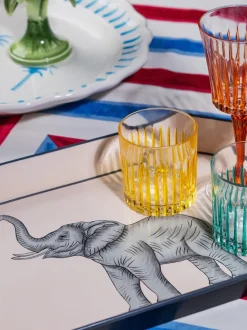 Bandeja decorativa pintada a mano con motivo de elefante Fauna
