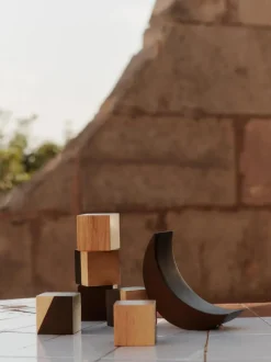 Bloques de construcción de madera de caucho Phase