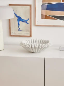 Bol decorativo artesanal de mármol Santorini, Ø 31 cm