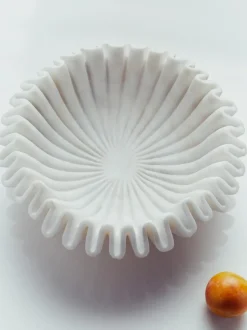 Bol decorativo artesanal de mármol Santorini, Ø 31 cm
