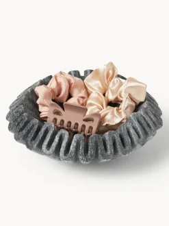 Bol decorativo artesanal de mármol Santorini, Ø 18 cm