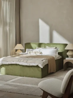 Cama continental de pana Lennon