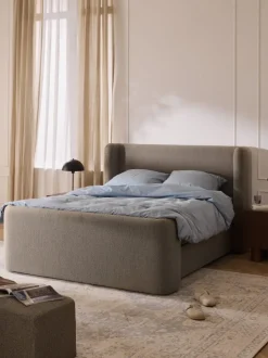 Cama continental en tejido bouclé Perla