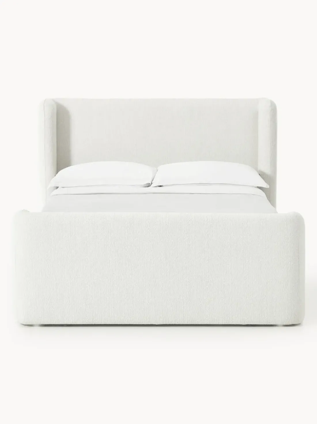 Cama continental en tejido bouclé con espacio de almacenamiento Perla