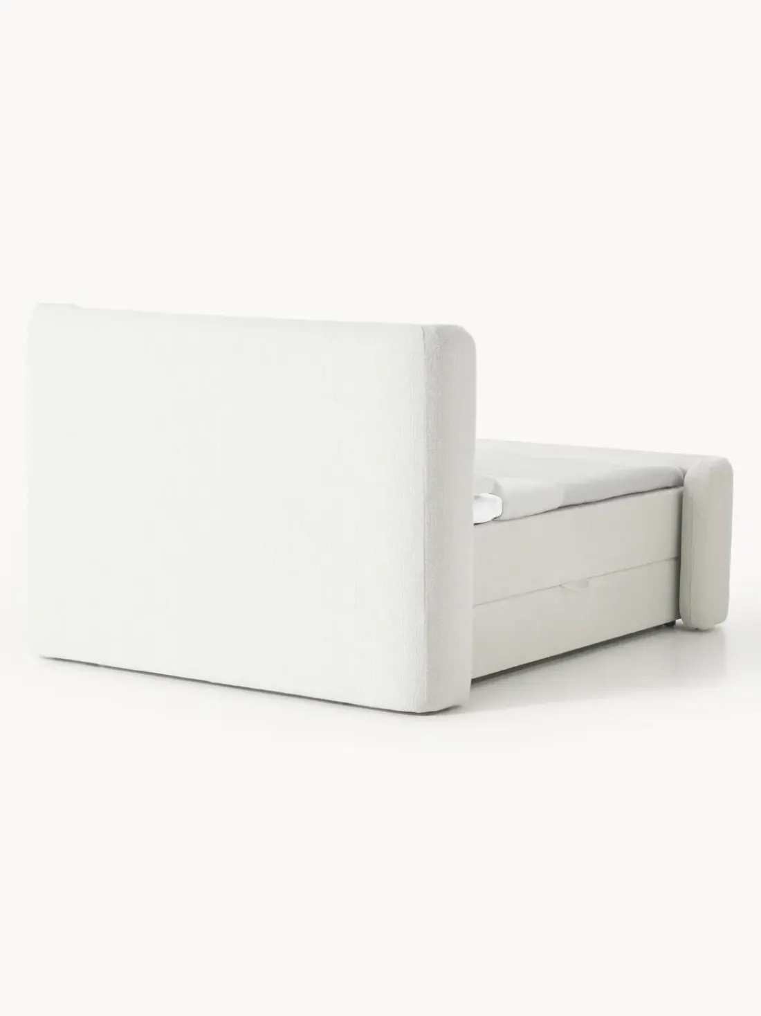 Cama continental en tejido bouclé con espacio de almacenamiento Perla