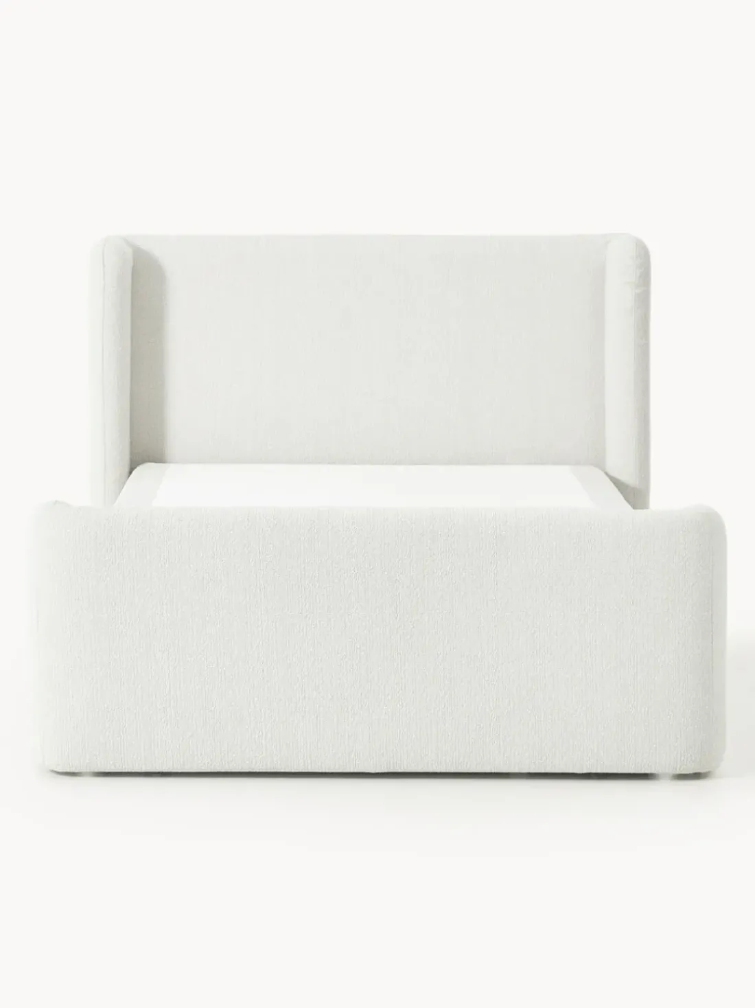 Cama continental en tejido bouclé con espacio de almacenamiento Perla