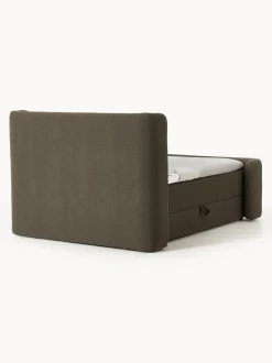 Cama continental en tejido bouclé con espacio de almacenamiento Perla