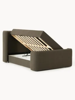 Cama continental en tejido bouclé con espacio de almacenamiento Perla