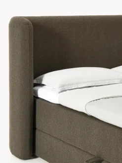 Cama continental en tejido bouclé con espacio de almacenamiento Perla