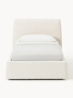 Cama individual en tejido bouclé con espacio de almacenamiento Cloud