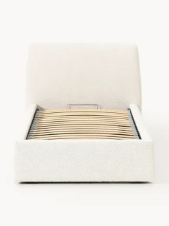 Cama individual en tejido bouclé con espacio de almacenamiento Cloud