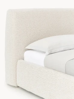 Cama individual en tejido bouclé con espacio de almacenamiento Cloud