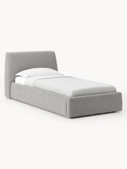 Cama individual en tejido bouclé con espacio de almacenamiento Cloud
