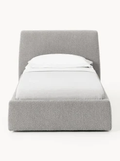 Cama individual en tejido bouclé con espacio de almacenamiento Cloud