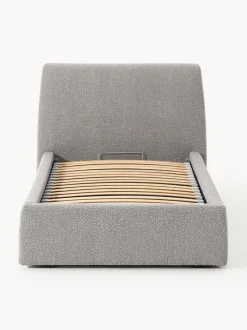 Cama individual en tejido bouclé con espacio de almacenamiento Cloud