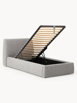 Cama individual en tejido bouclé con espacio de almacenamiento Cloud