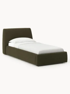 Cama individual en tejido bouclé con espacio de almacenamiento Cloud