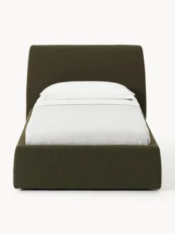 Cama individual en tejido bouclé con espacio de almacenamiento Cloud