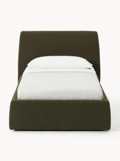 Cama individual en tejido bouclé con espacio de almacenamiento Cloud