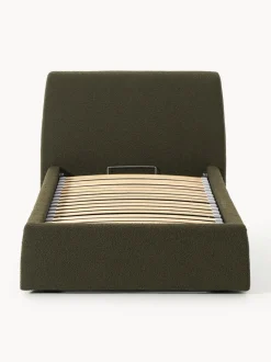Cama individual en tejido bouclé con espacio de almacenamiento Cloud