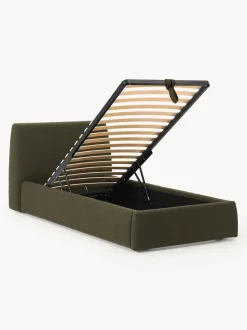Cama individual en tejido bouclé con espacio de almacenamiento Cloud